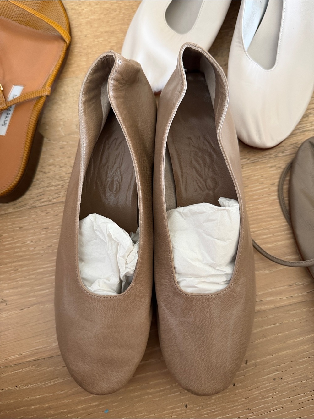 Martiniano Leather Ballet wedges 37  in Taupe - Women